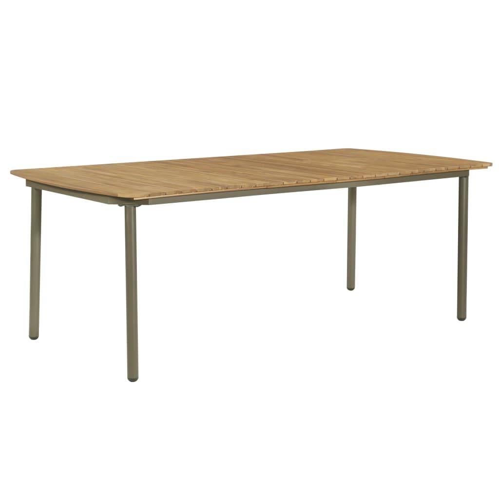9 Piece Natural Wood and Grey Steel Outdoor Dining Set J66245