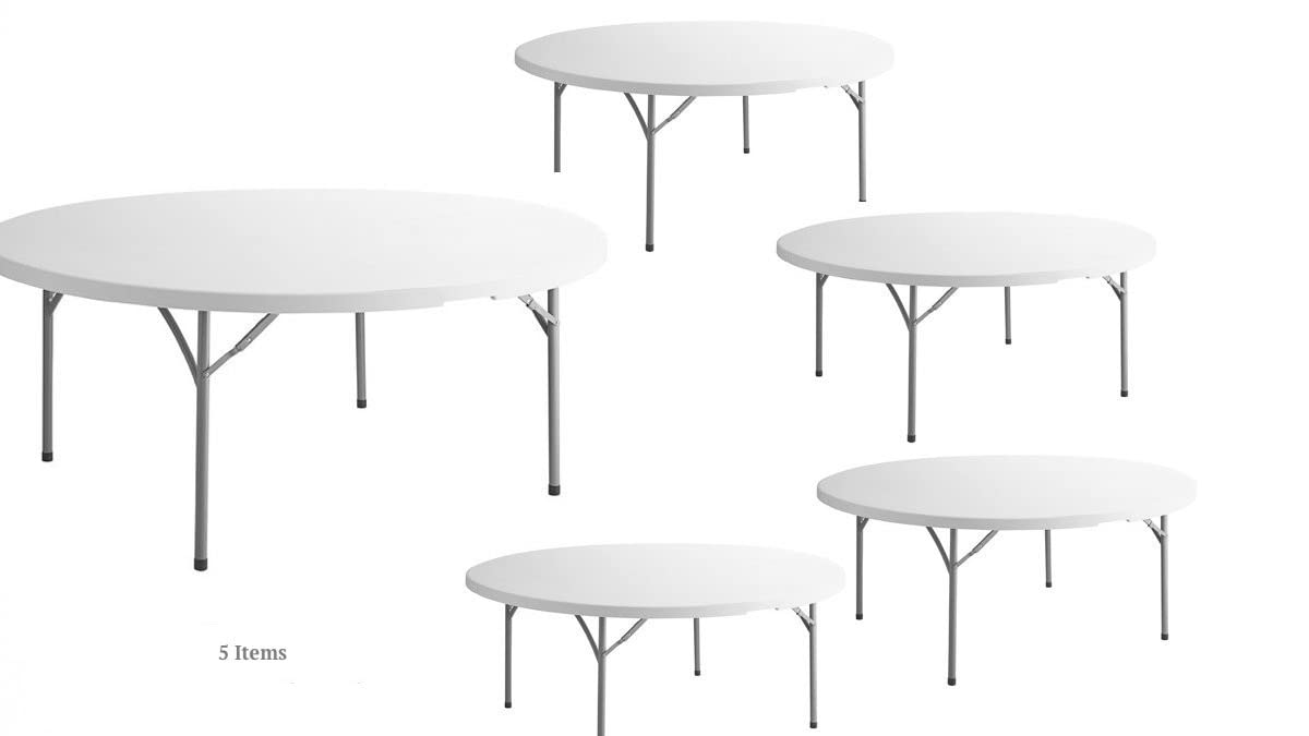 White 72 Inches Round Plastic Folding Table G170642