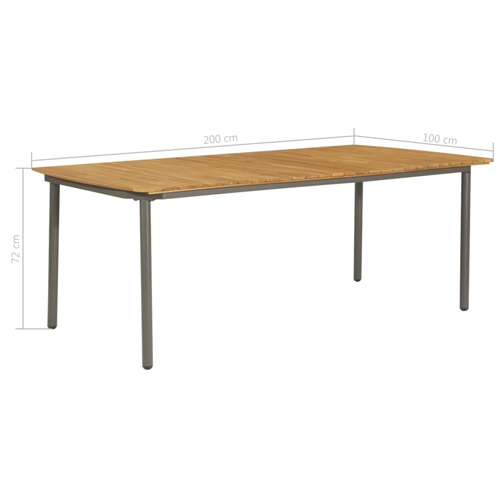 9 Piece Natural Wood and Grey Steel Outdoor Dining Set J66245
