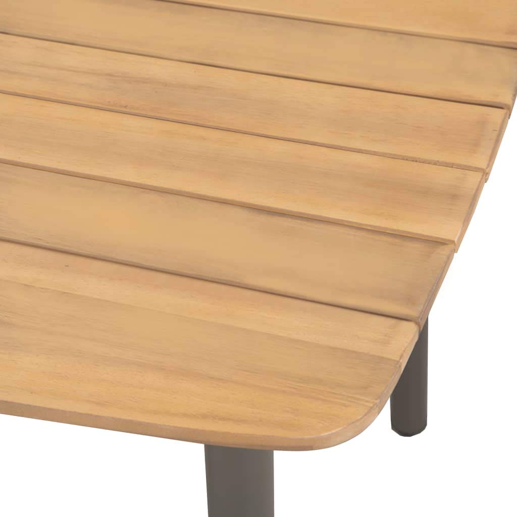 9 Piece Natural Wood and Grey Steel Outdoor Dining Set J66245