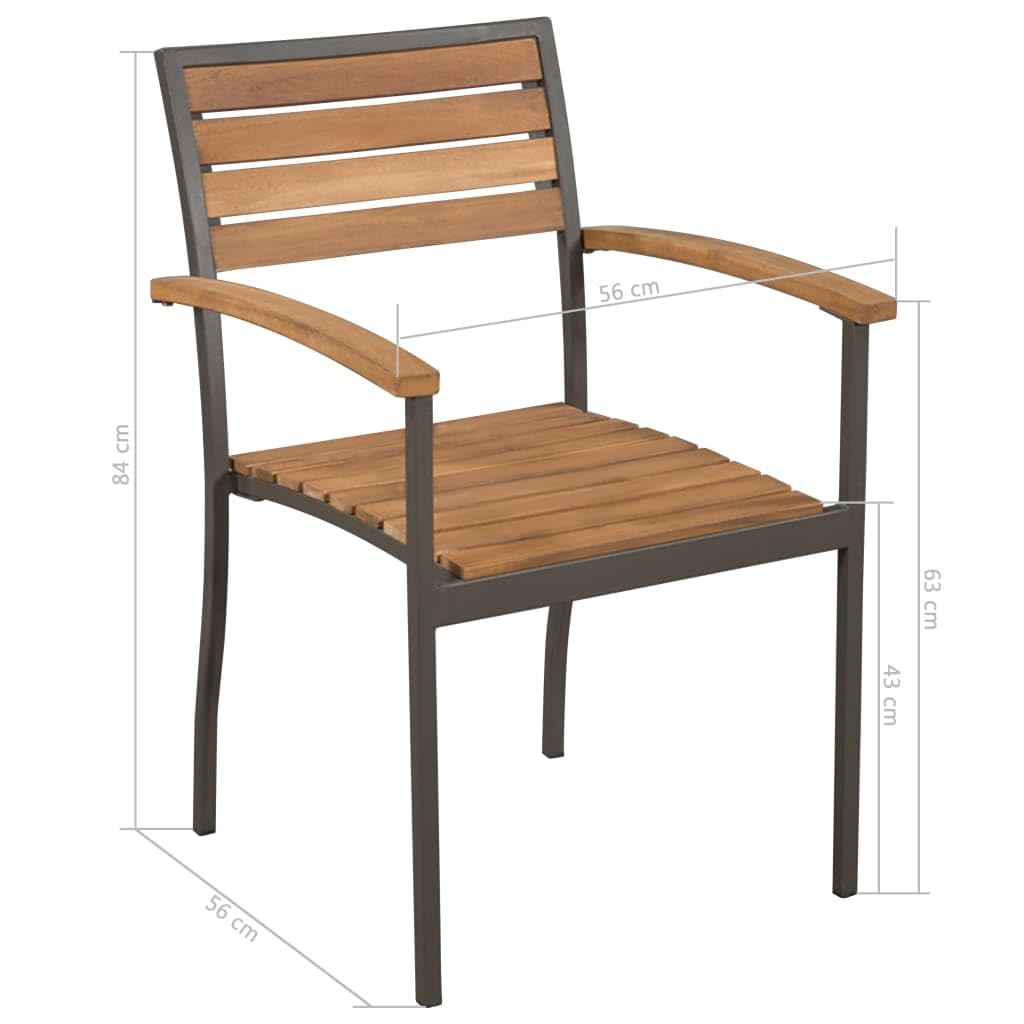 9 Piece Natural Wood and Grey Steel Outdoor Dining Set J66245
