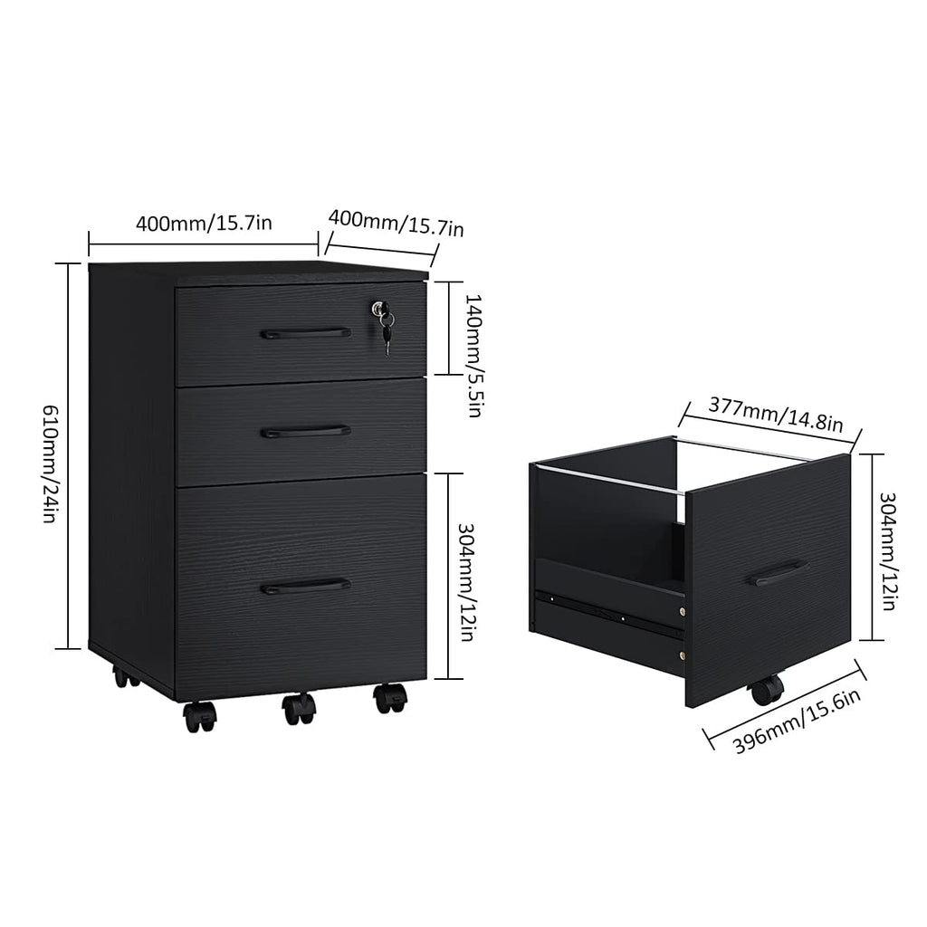 3 Drawer Wood Mobile File Cabinet G123