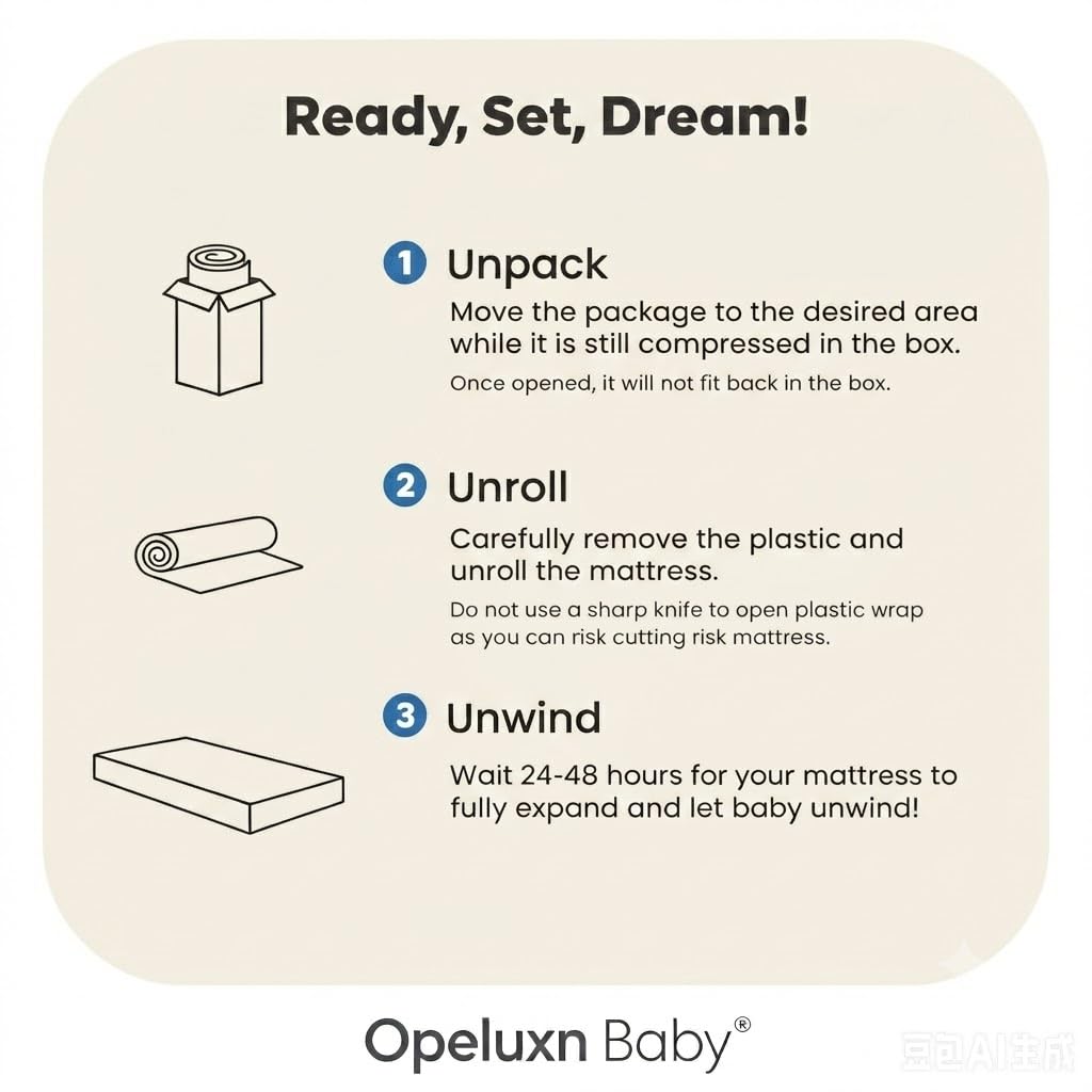 Mini Crib Mattress 2-Stage Firmness 38x24x4 Inch H694948