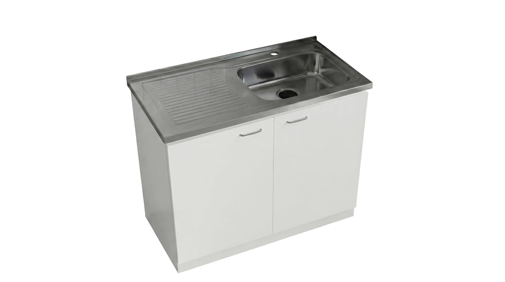 White 39 in Kitchen Sink Cabinet with Stainless Steel Top D699