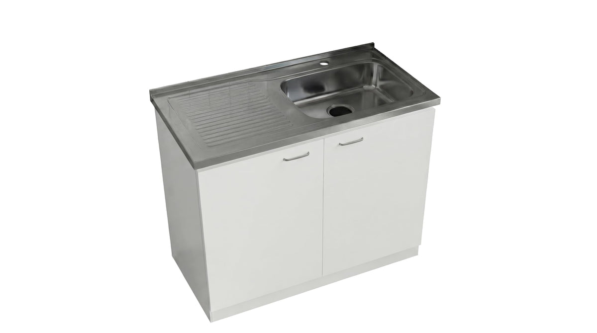 White 39 in Kitchen Sink Cabinet with Stainless Steel Top D699