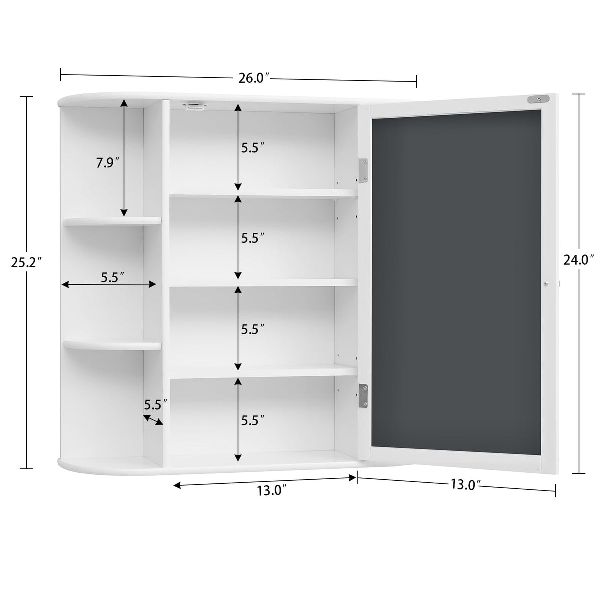 White Bathroom Medicine Cabinet with Mirror and Adjustable Shelves U251
