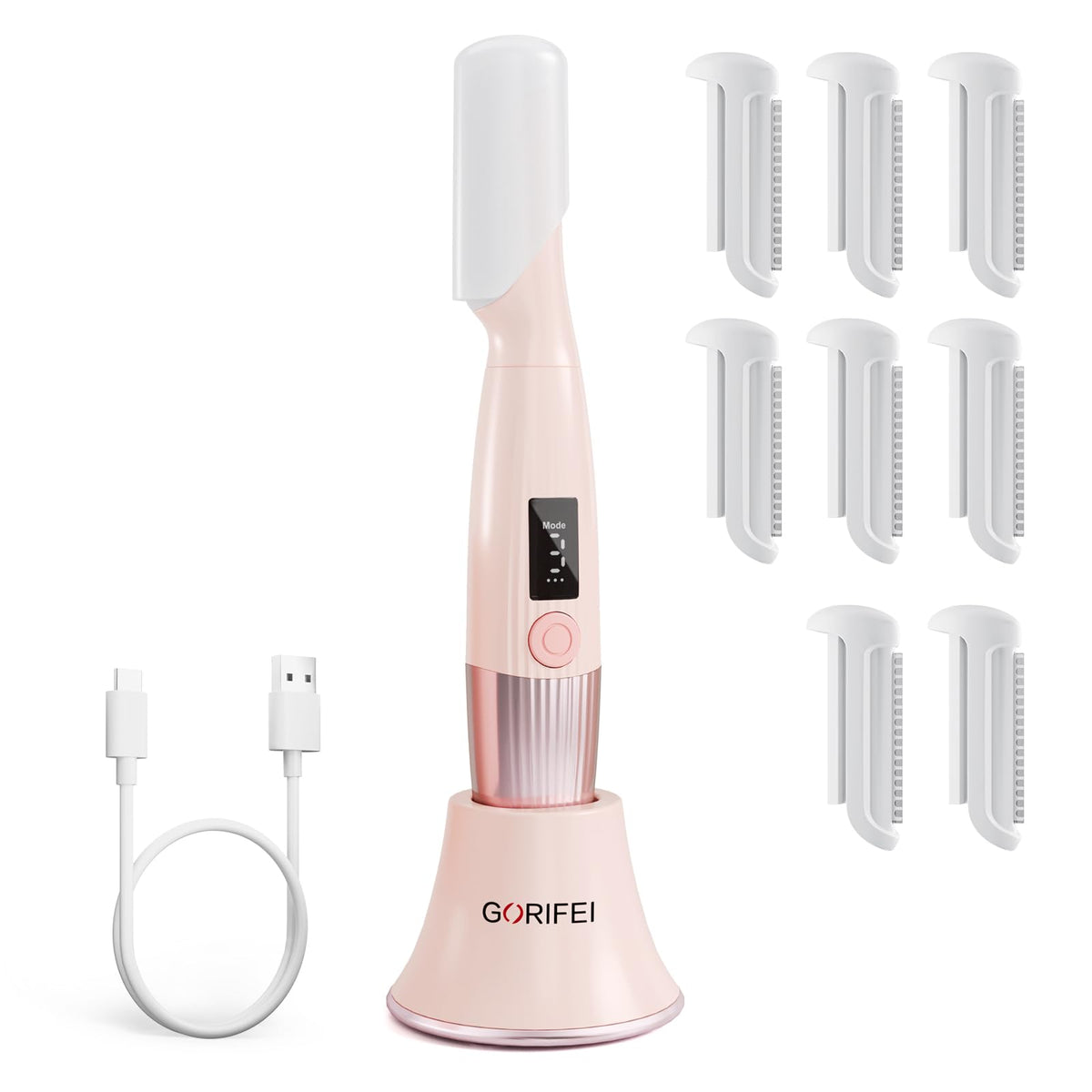 Pink Rechargeable Facial Razor with 8 Blades H83736