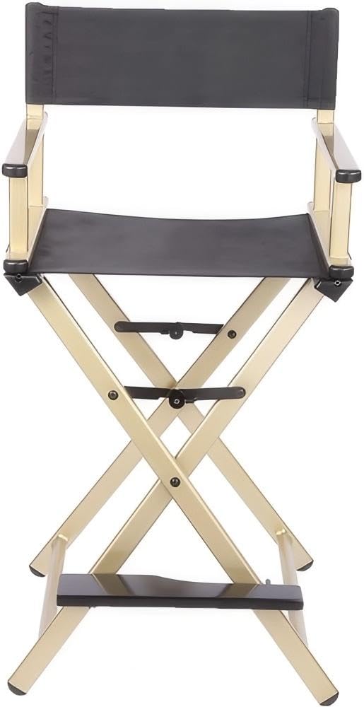 Black Aluminum Folding Director's Chair with Footrest I2642
