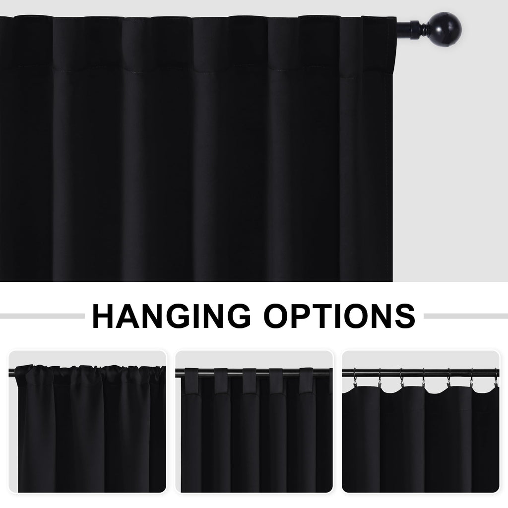 Blackout Room Divider Curtain 120 x 96 Inches Black I2470