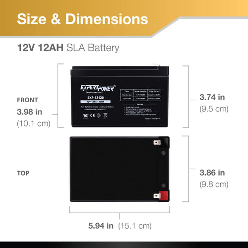 12V 12Ah Rechargeable Sealed Lead Acid AGM Battery with F2 Terminals L1190