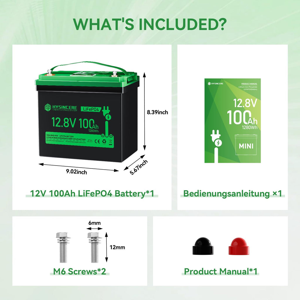 12V 100Ah LiFePO4 Lithium Battery with 100A BMS C9722