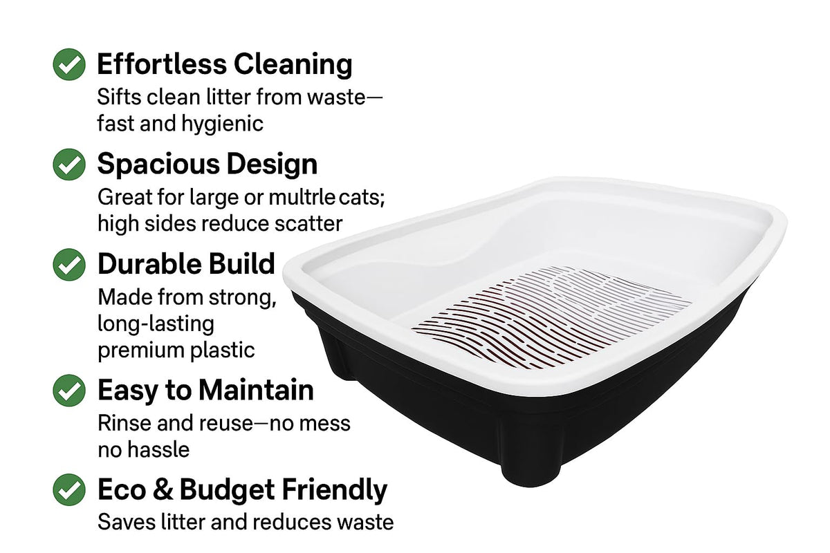 Large Black Cat Litter Box with Sifting System K761033