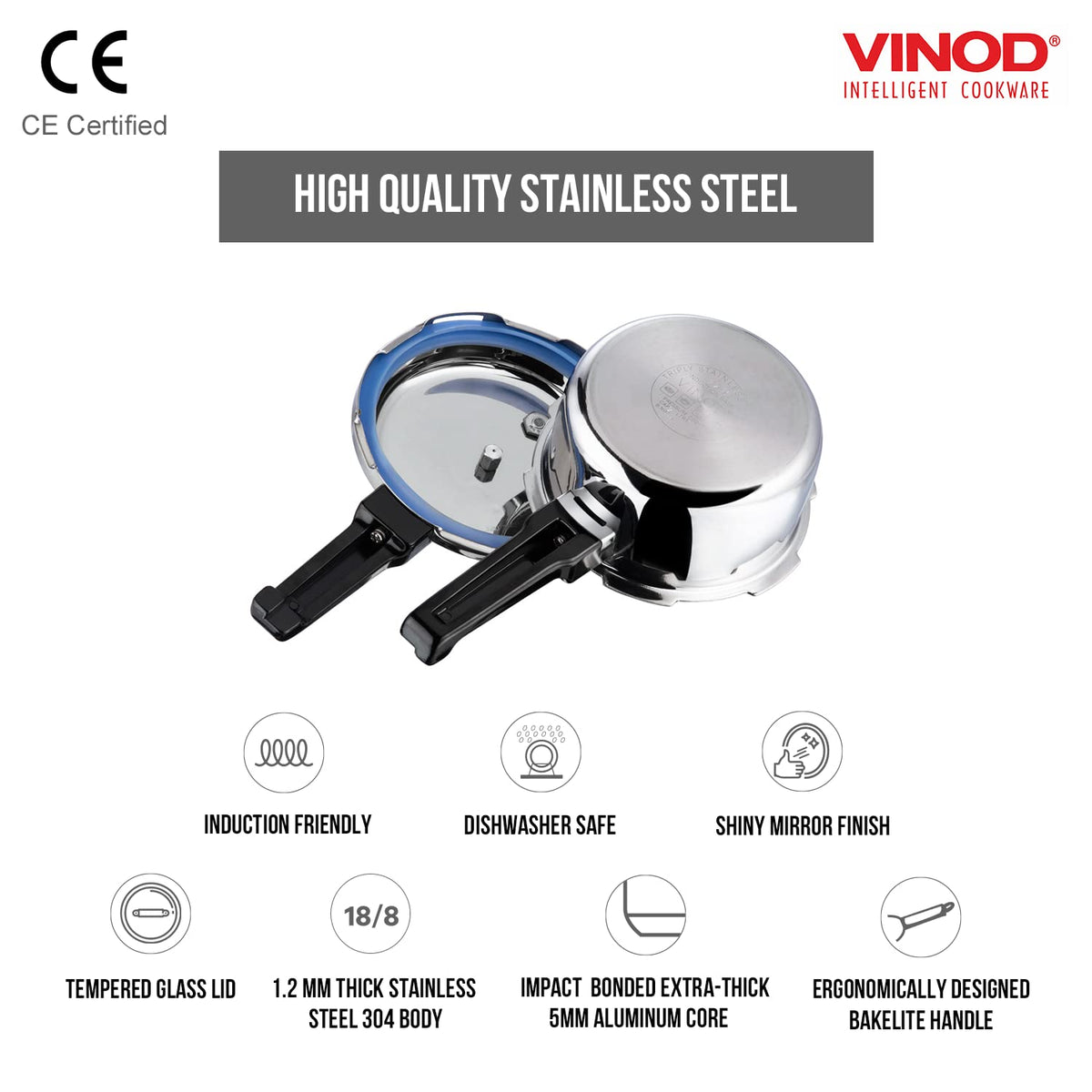 Stainless Steel Pressure Cooker, Outer Lid, 3 Litre L508882