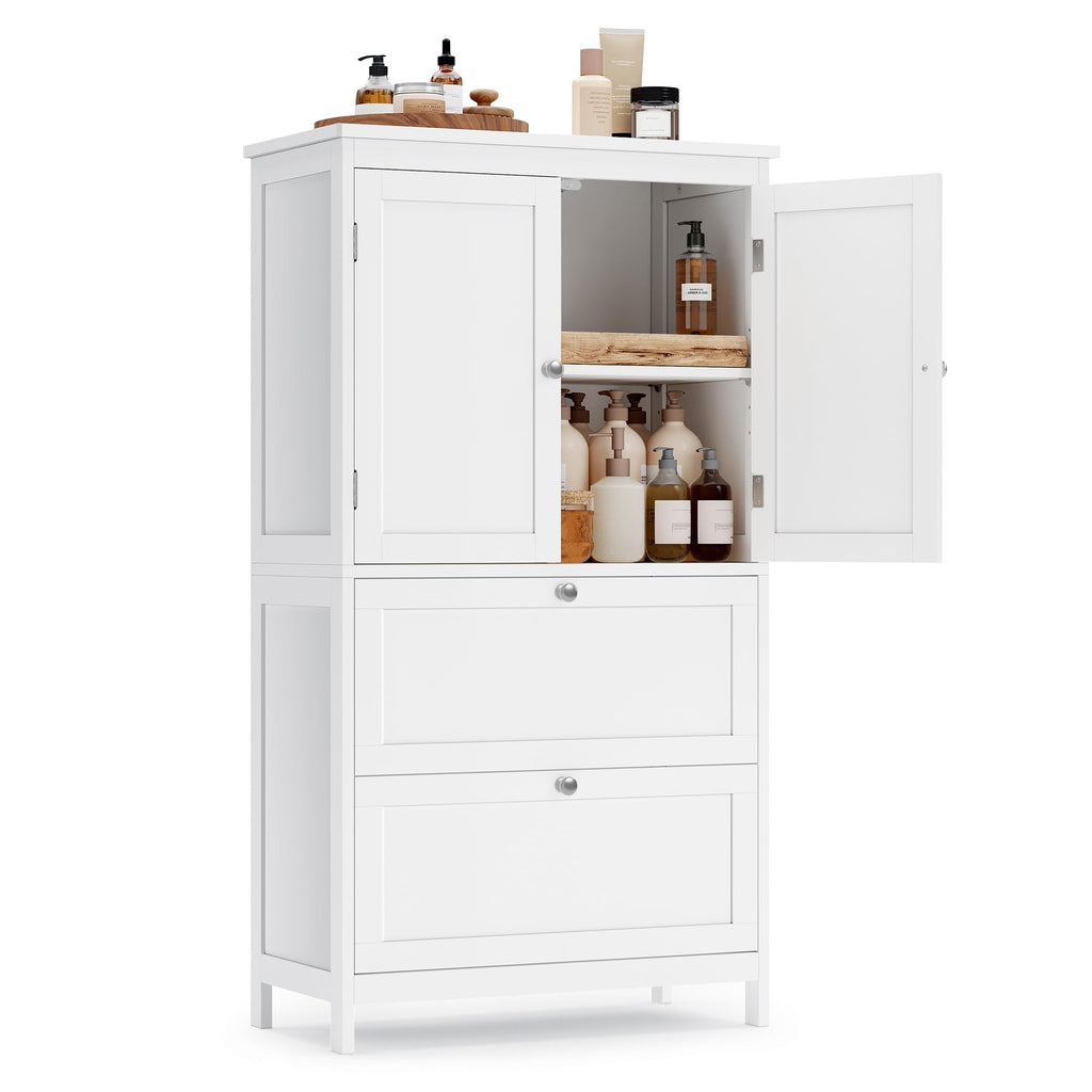 Cloud White Bathroom Floor Cabinet with 2 Doors, 2 Drawers D4241