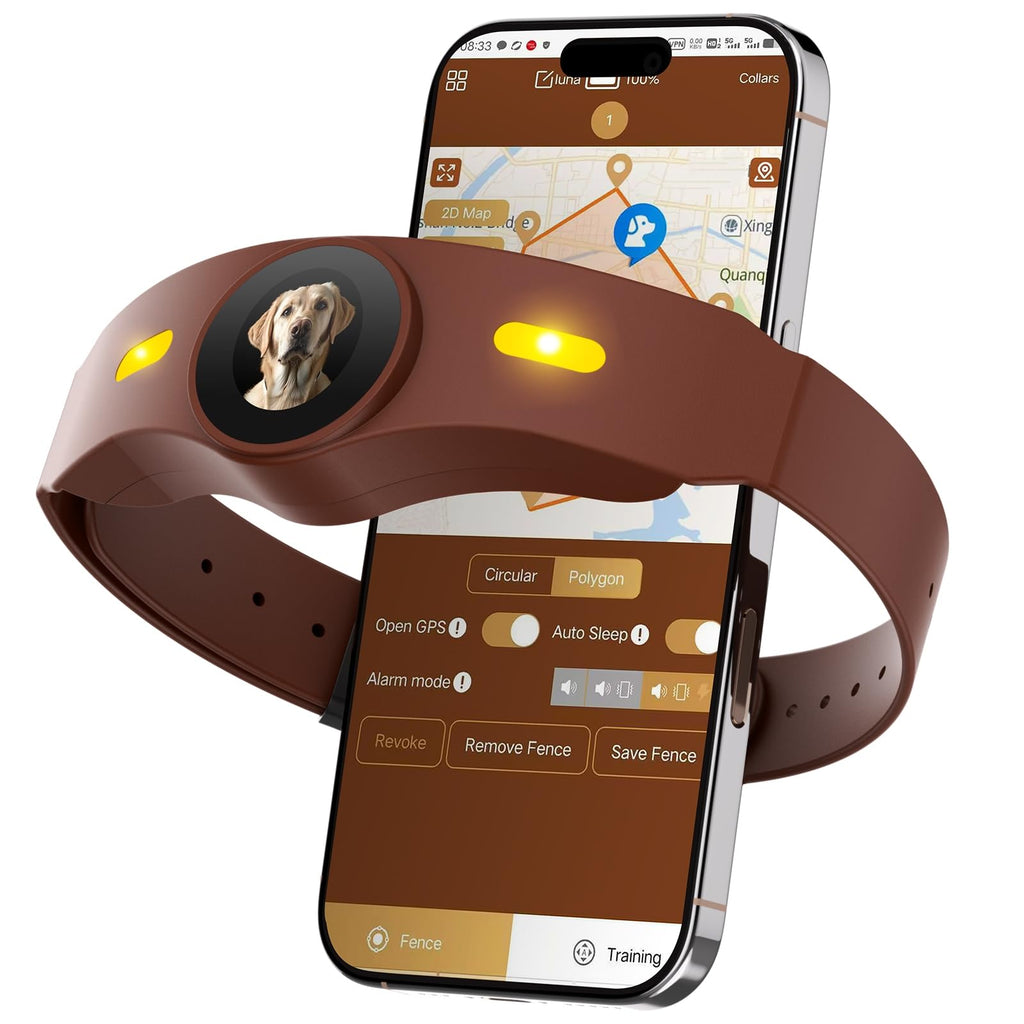 Wireless Dog Fence Collar, 64-3280ft Adjustable, Rechargeable IP7 Waterproof, Brown S755