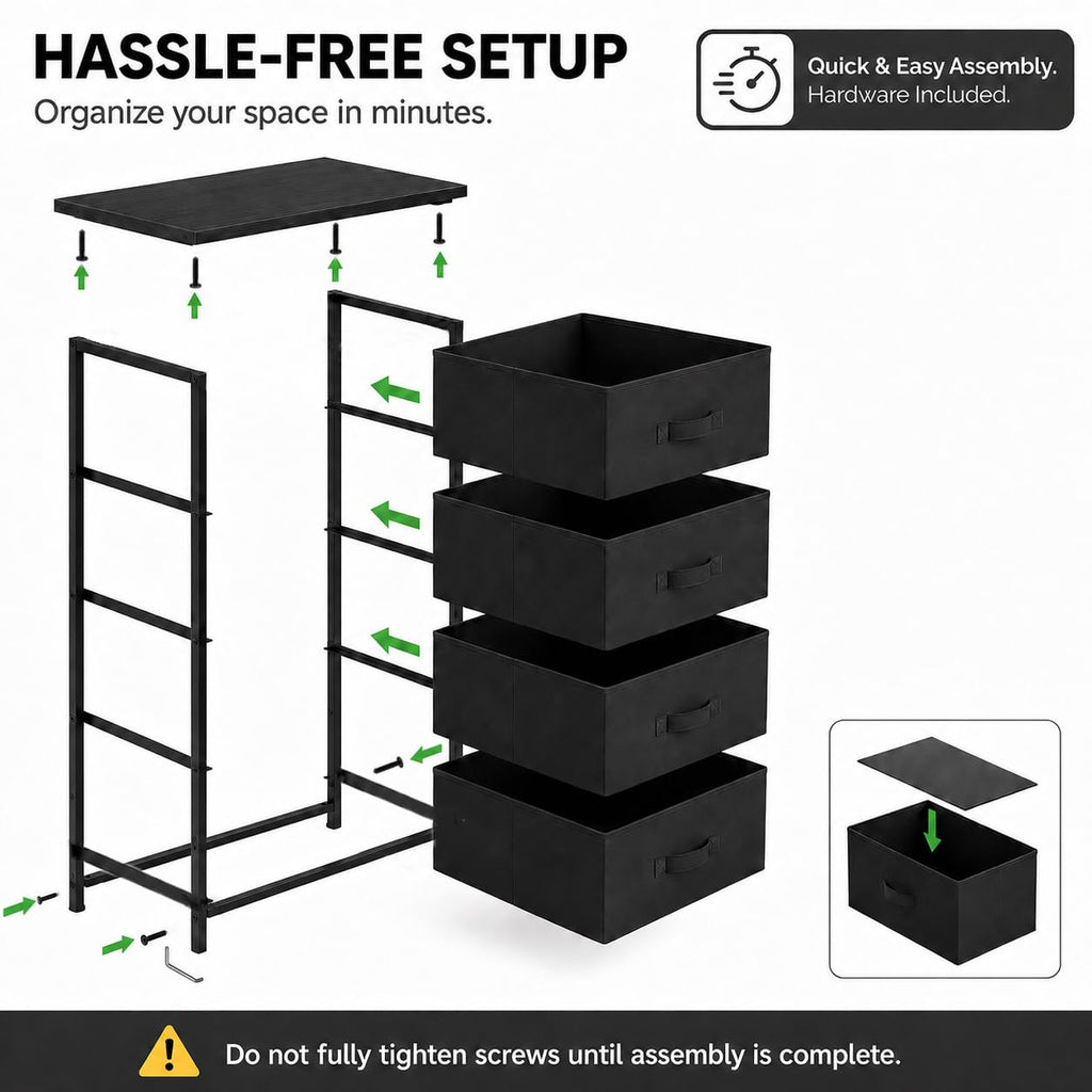 4 Drawer Fabric Storage Tower with Steel Frame G701