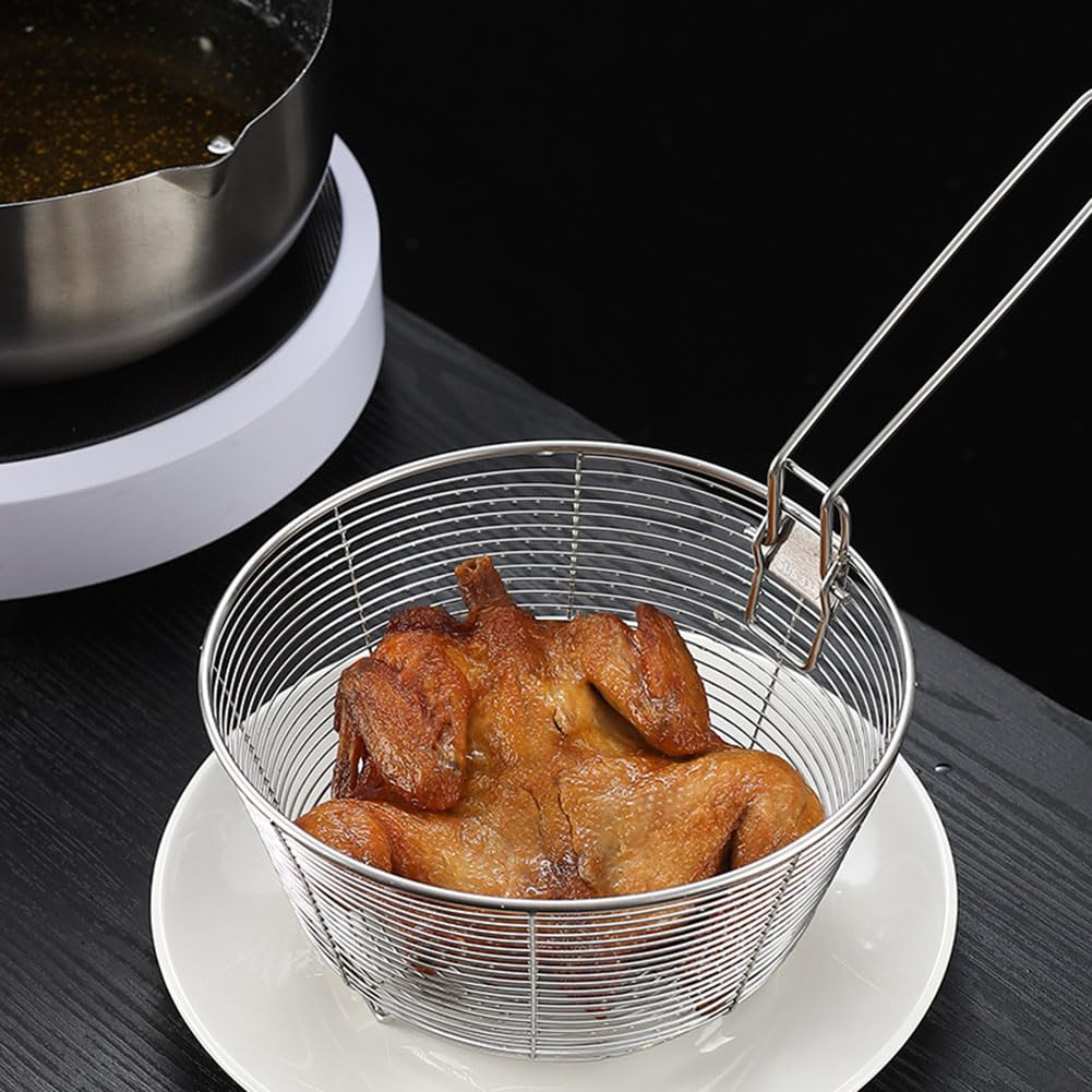 Stainless Steel Deep Fryer Basket with Detachable Handle 9 Inch B31745