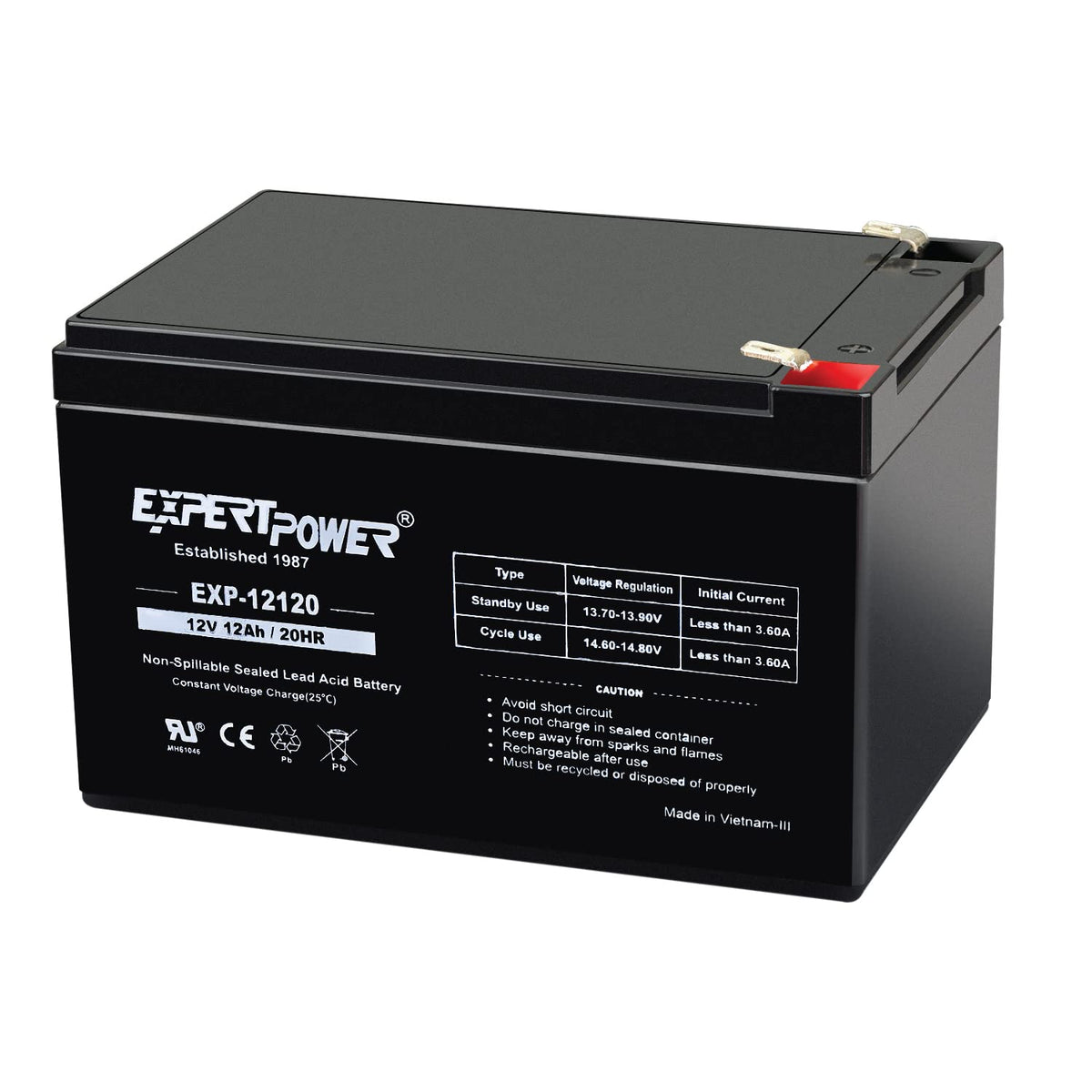 12V 12Ah Rechargeable Sealed Lead Acid AGM Battery with F2 Terminals L1190