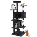 70 Inches Multi-Level Cat Tree with Litter Box Enclosure Dark Gray Z794