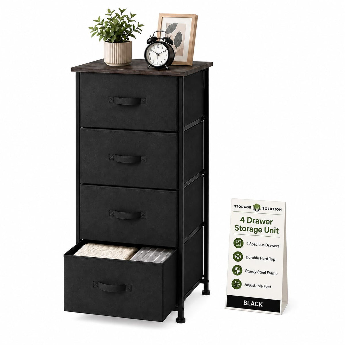 4 Drawer Fabric Storage Tower with Steel Frame G701