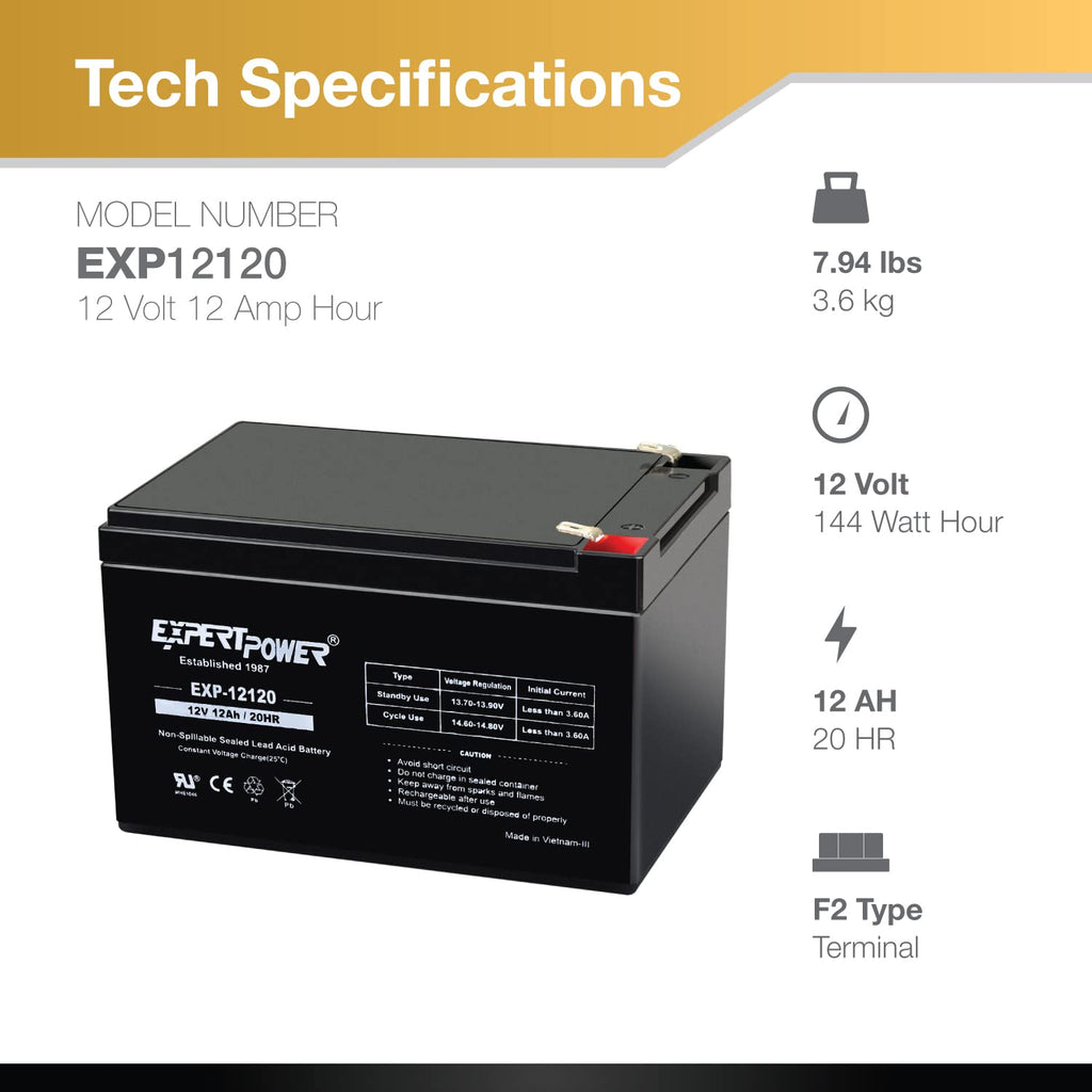 12V 12Ah Rechargeable Sealed Lead Acid AGM Battery with F2 Terminals L1190
