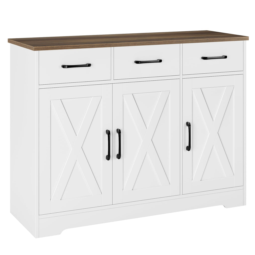 White Kitchen Buffet Cabinet with Storage P291372
