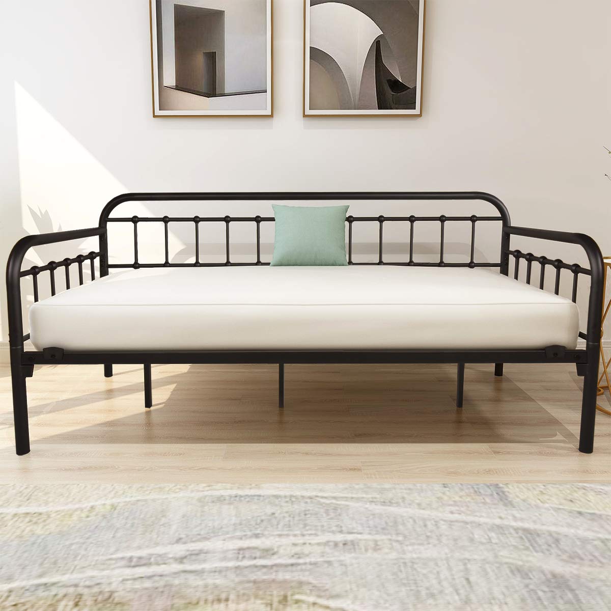 Metal Daybed Frame Twin Day Bed Black Z9666
