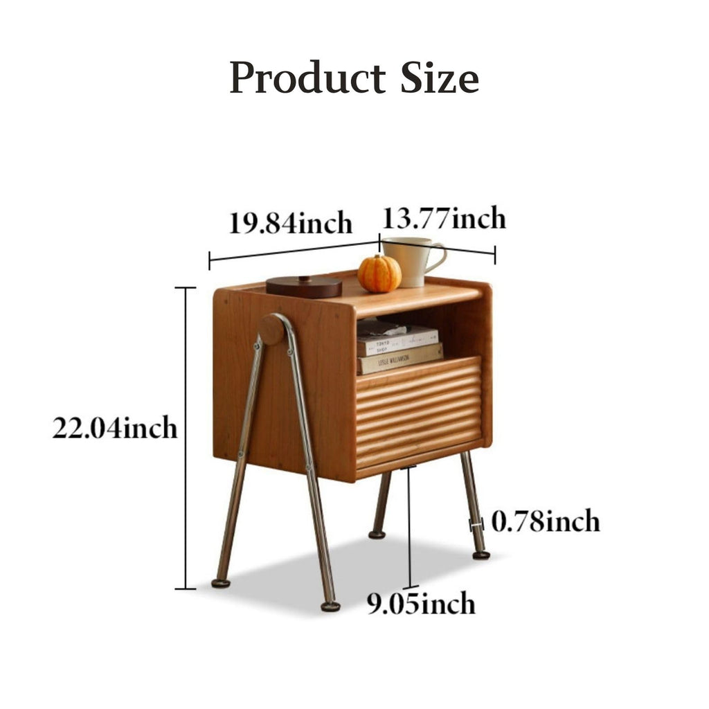 Cherry Wood Nightstand Set of 2 with Drawer E362