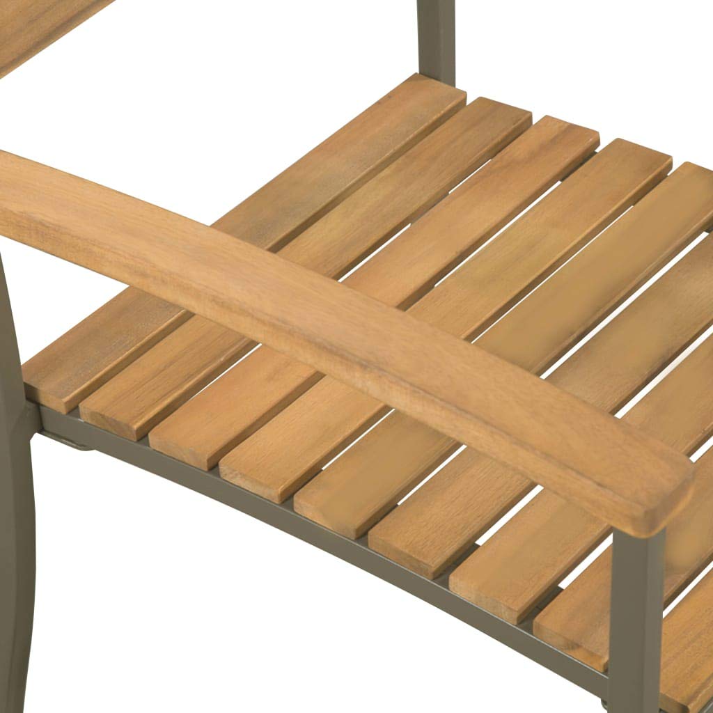 9 Piece Natural Wood and Grey Steel Outdoor Dining Set J66245