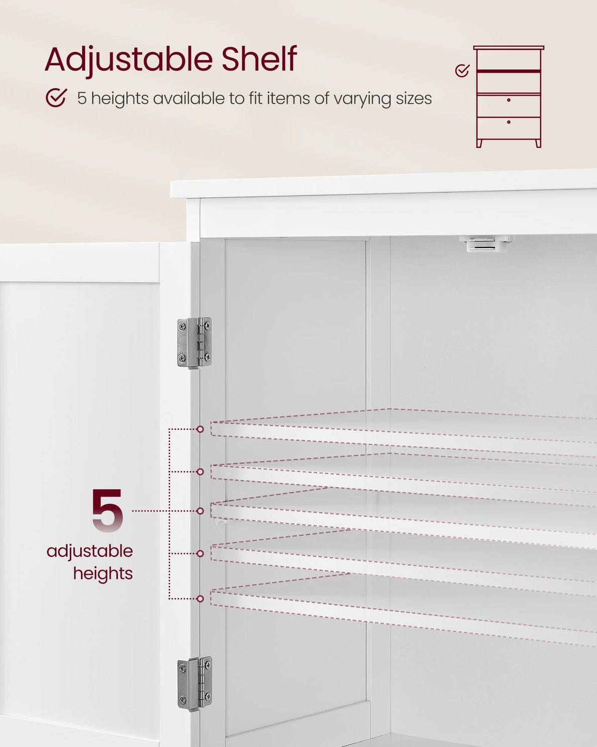 Cloud White Bathroom Floor Cabinet with 2 Doors, 2 Drawers D4241