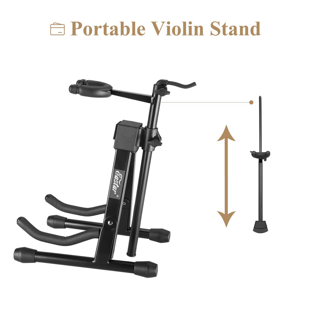 Violin Stand with Bows, Portable and Adjustable Holder Black P413