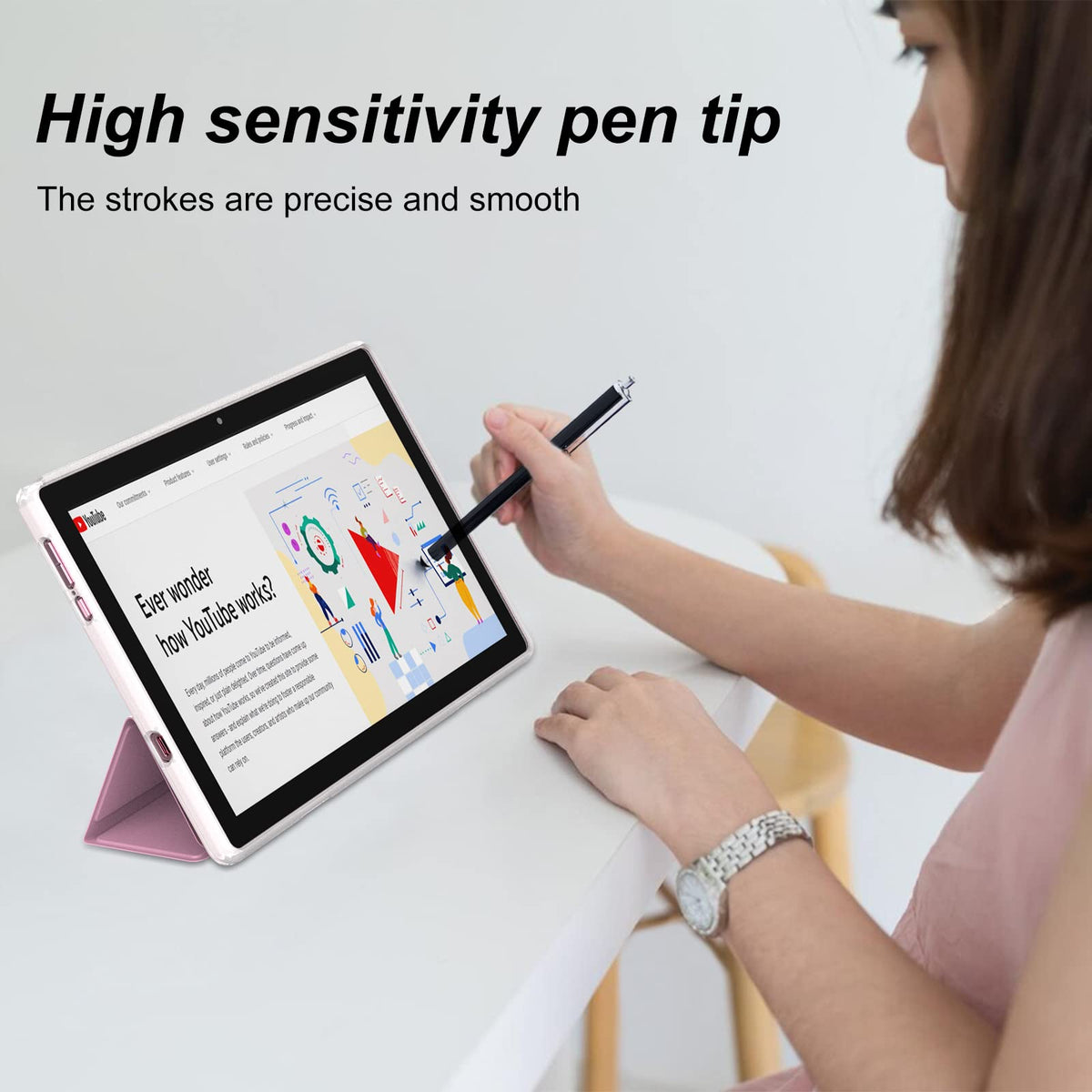 10 inch Android 15 Tablet with Keyboard Case Mouse Stylus Pink X925