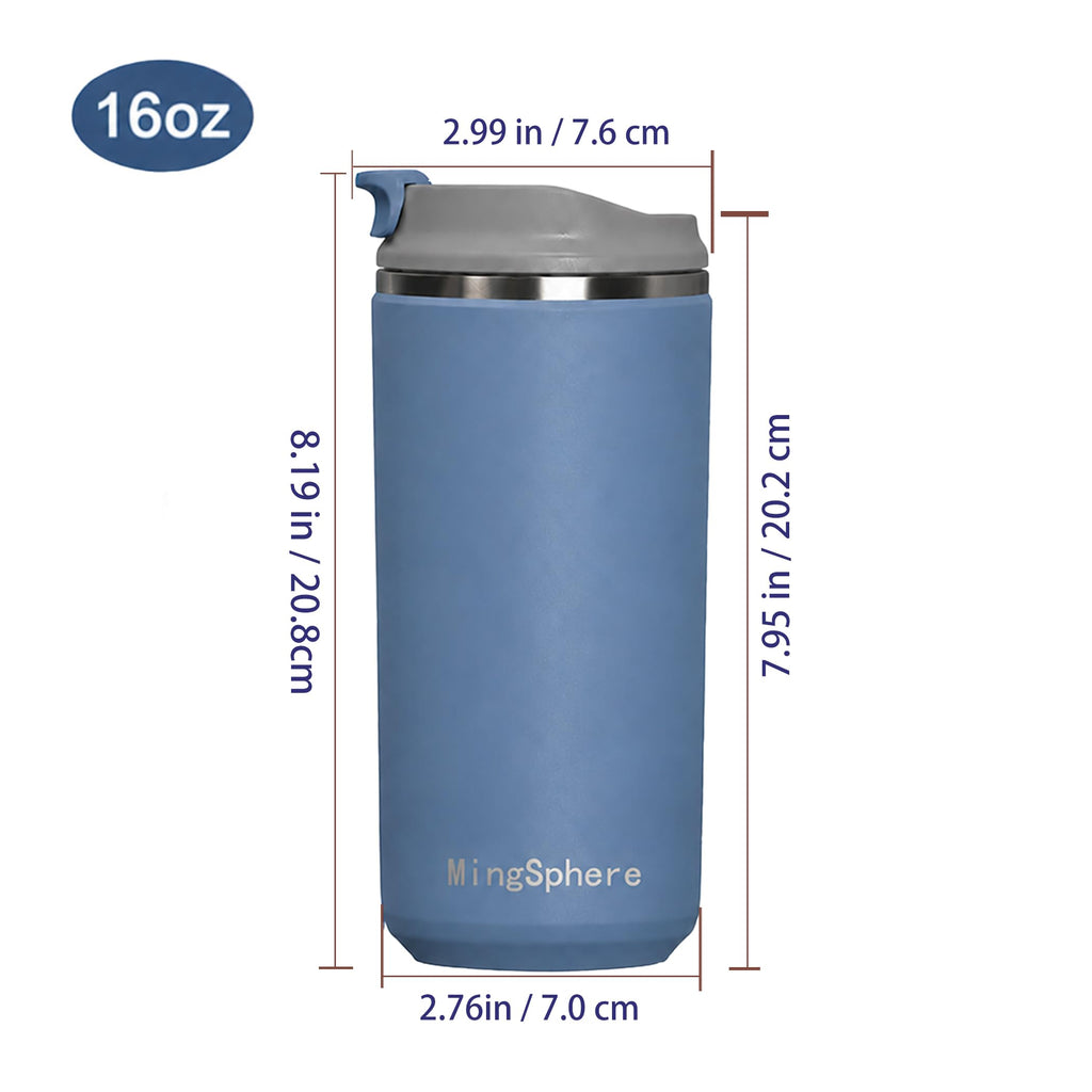 16oz Insulated Stainless Steel Coffee Cup with Flip Lid, Blue A866696