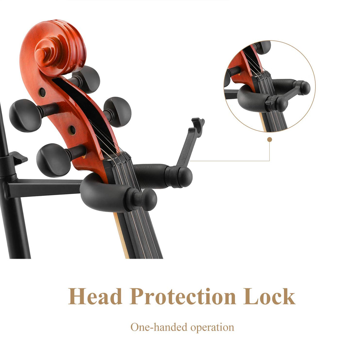 Violin Stand with Bows, Portable and Adjustable Holder Black P413