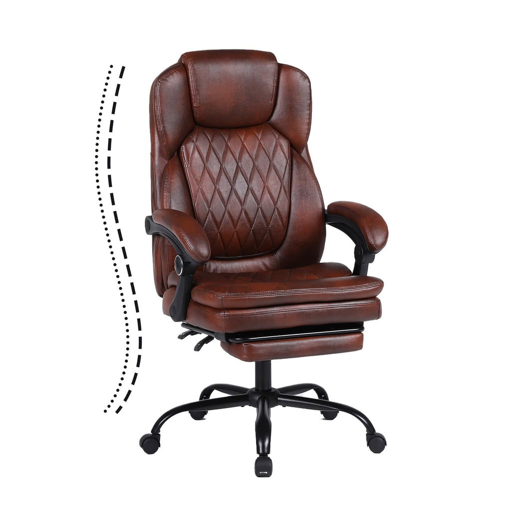 Big and Tall Ergonomic High Back PU Leather Reclining Office Chair with Footrest T715