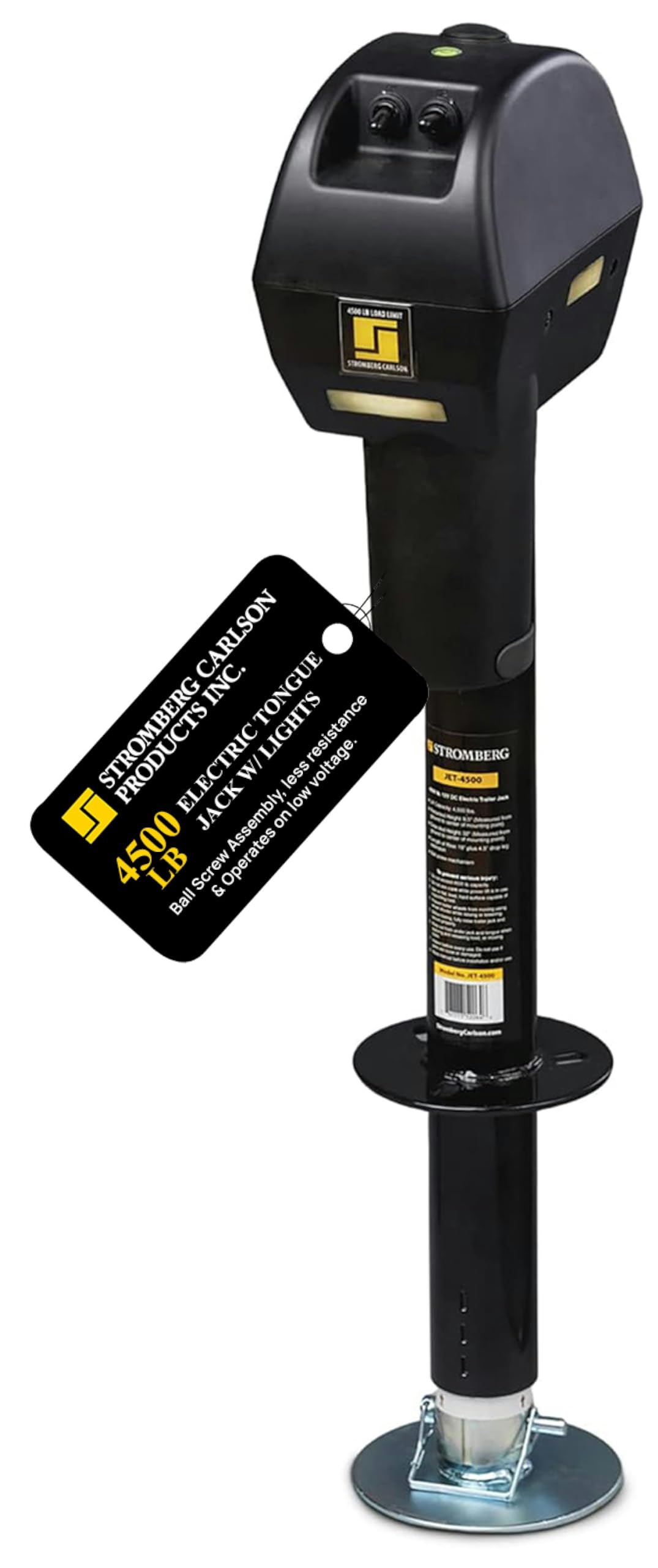 Electric Tongue Jack with Ball Screw Mechanism, 18" Travel & 4.5" Drop Down Leg, 4500 lb W32795