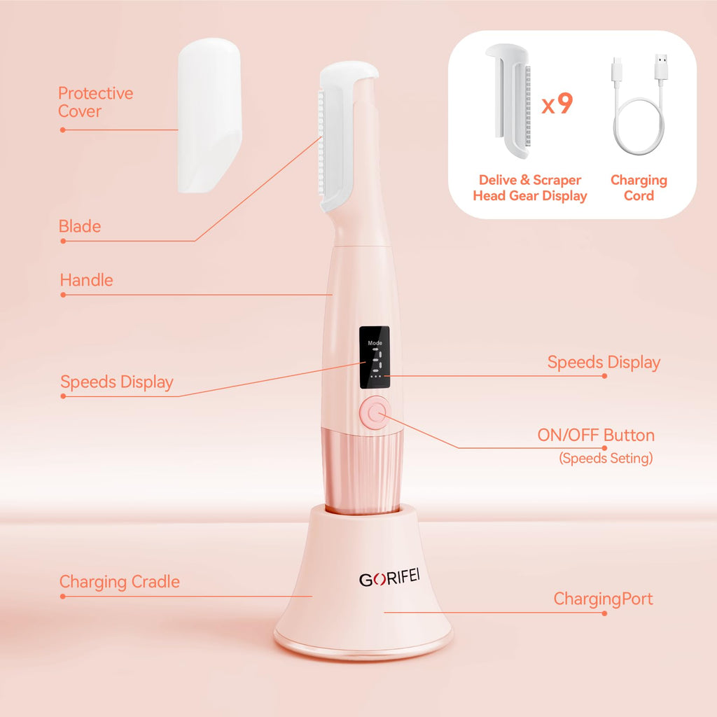 Pink Rechargeable Facial Razor with 8 Blades H83736