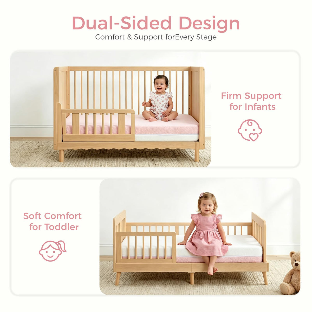 Dual Sided Gel Memory Foam Crib and Toddler Mattress V449600