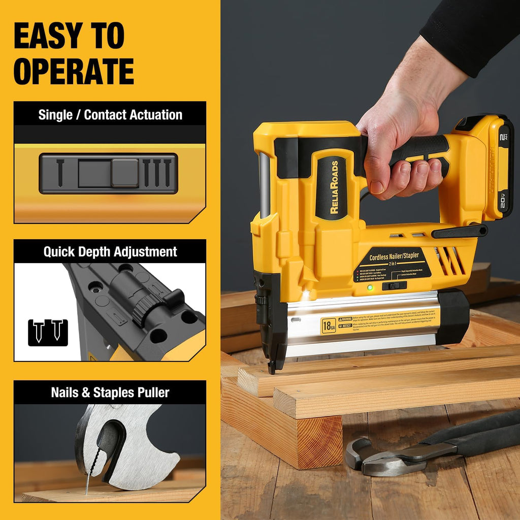 2-in-1 18GA Cordless Brad Nailer Stapler V698