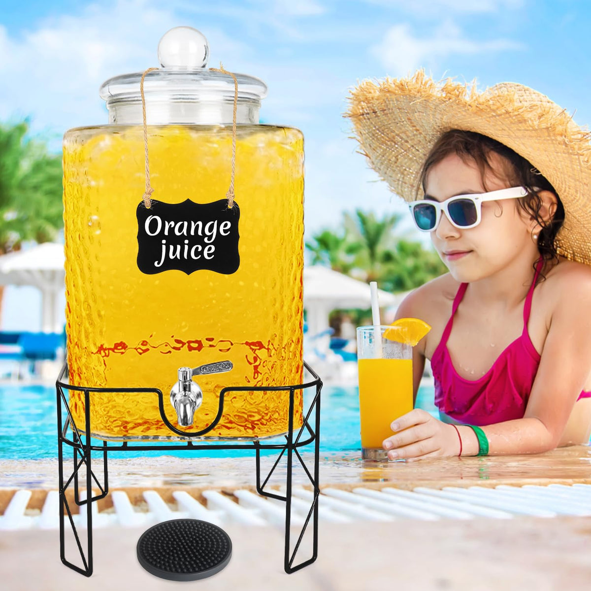 4.6 Gallon Glass Beverage Dispenser with Stand S403