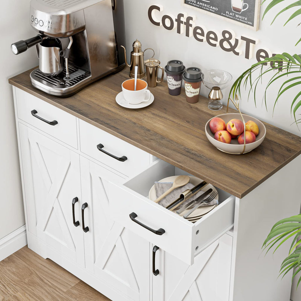 White Kitchen Buffet Cabinet with Storage P291372