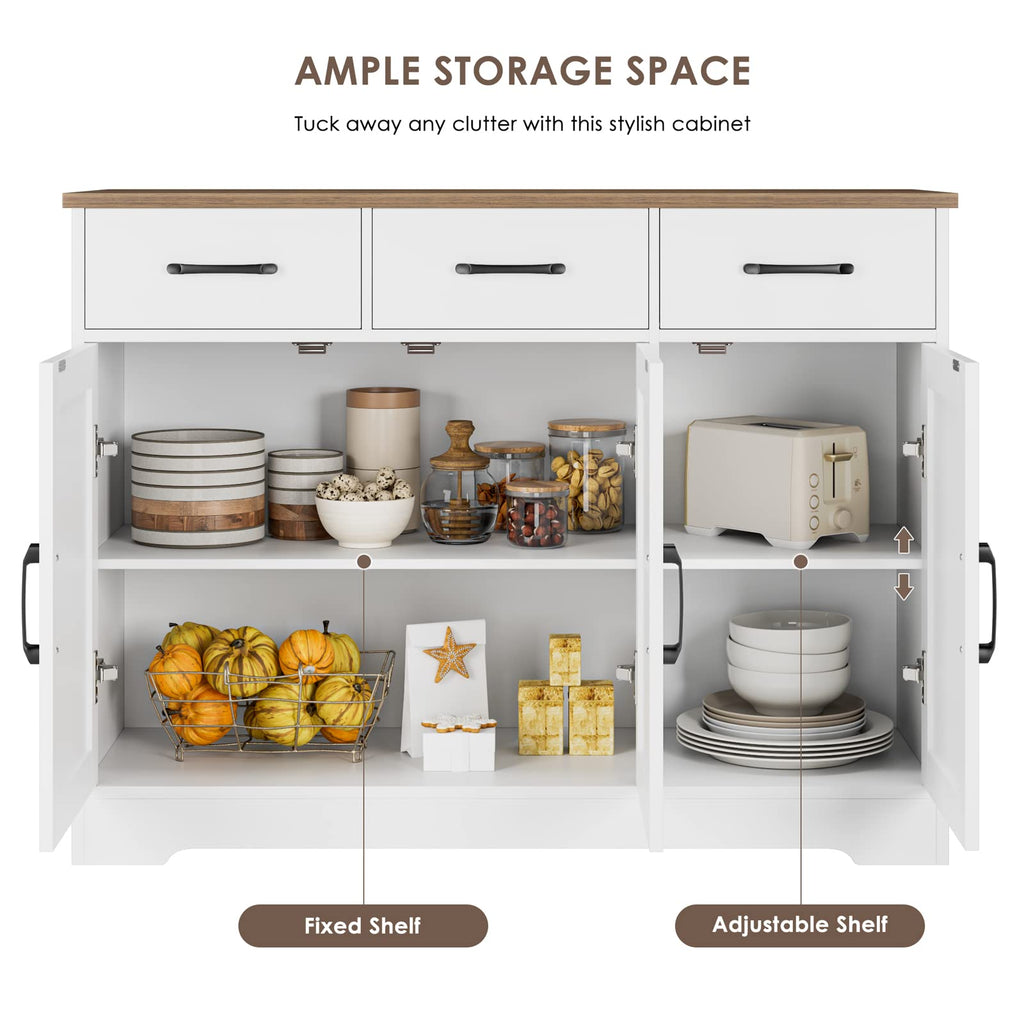 White Kitchen Buffet Cabinet with Storage P291372