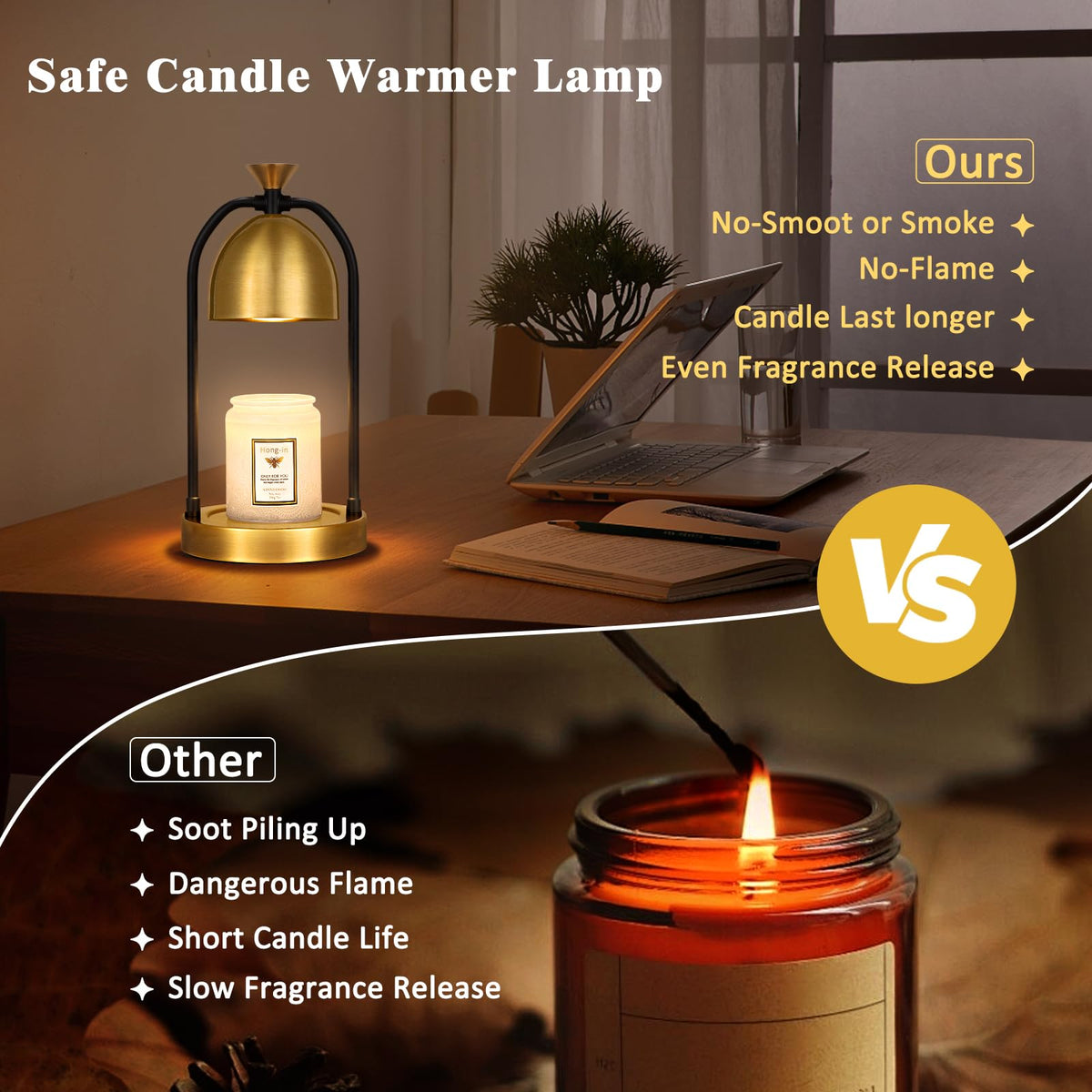 Gold Candle Warmer Lamp with Timer Z5854