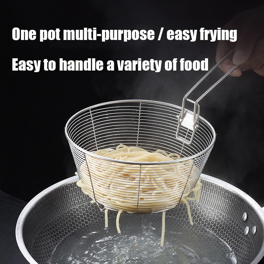 Stainless Steel Deep Fryer Basket with Detachable Handle 9 Inch B31745
