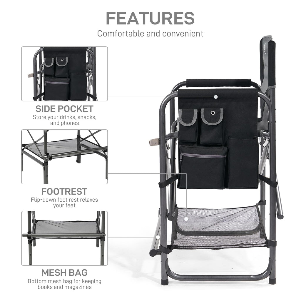 Medium Tall Directors Chair with Side Table Grey U315932