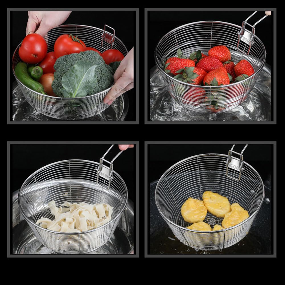 Stainless Steel Deep Fryer Basket with Detachable Handle 9 Inch B31745