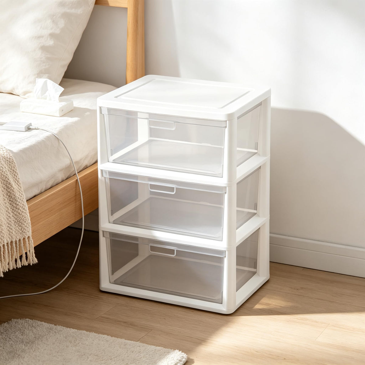 White 3-Drawer Plastic Rolling Storage Cart P433435