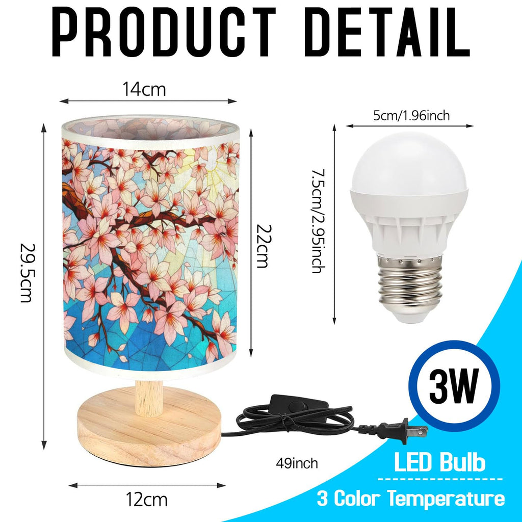 Cherry Blossom Table Lamp LED 3-Color Wood Base M93189