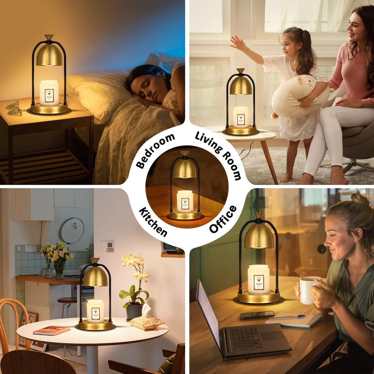 Gold Candle Warmer Lamp with Timer Z5854