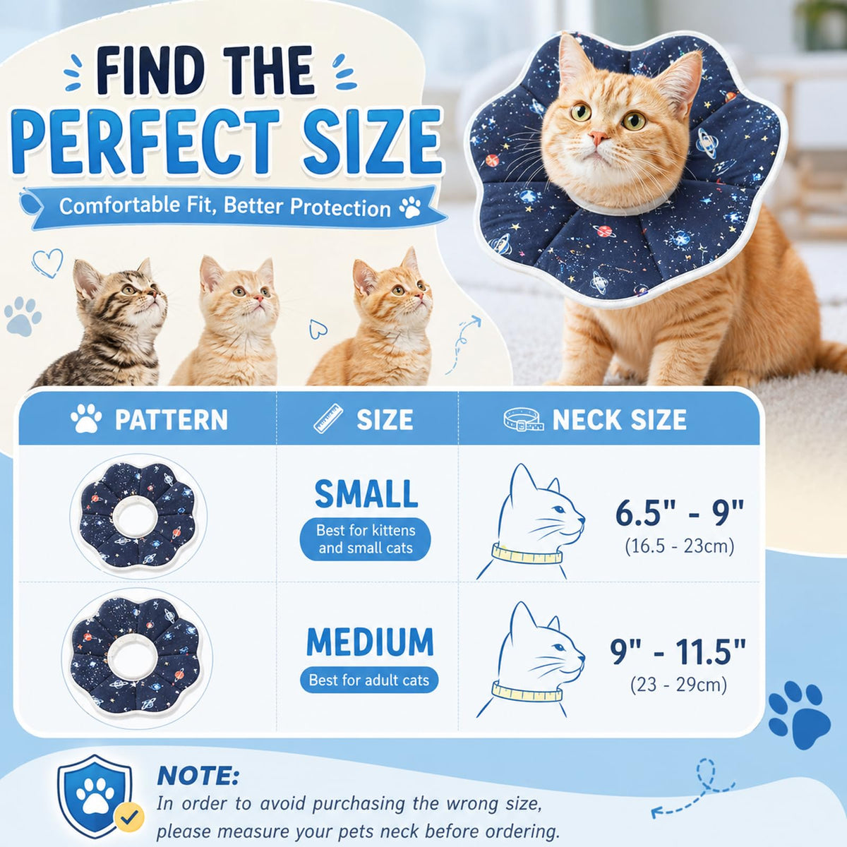 Soft Cat Recovery Cone Collar for Small Medium Cats T965